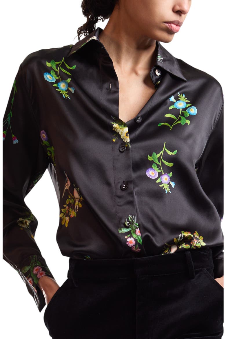 Collectible Silk Blouse, Main, color, Black