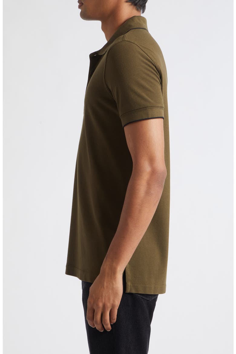 Tipped Lyocell & Cotton Piqué Polo, Alternate, color, GNZ OLIVE GREEN/ BLACK