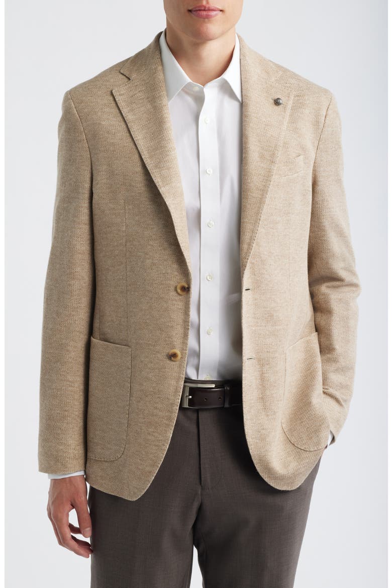 Hampton Tan Knit Cotton & Linen Sport Coat, Main, color, TAN