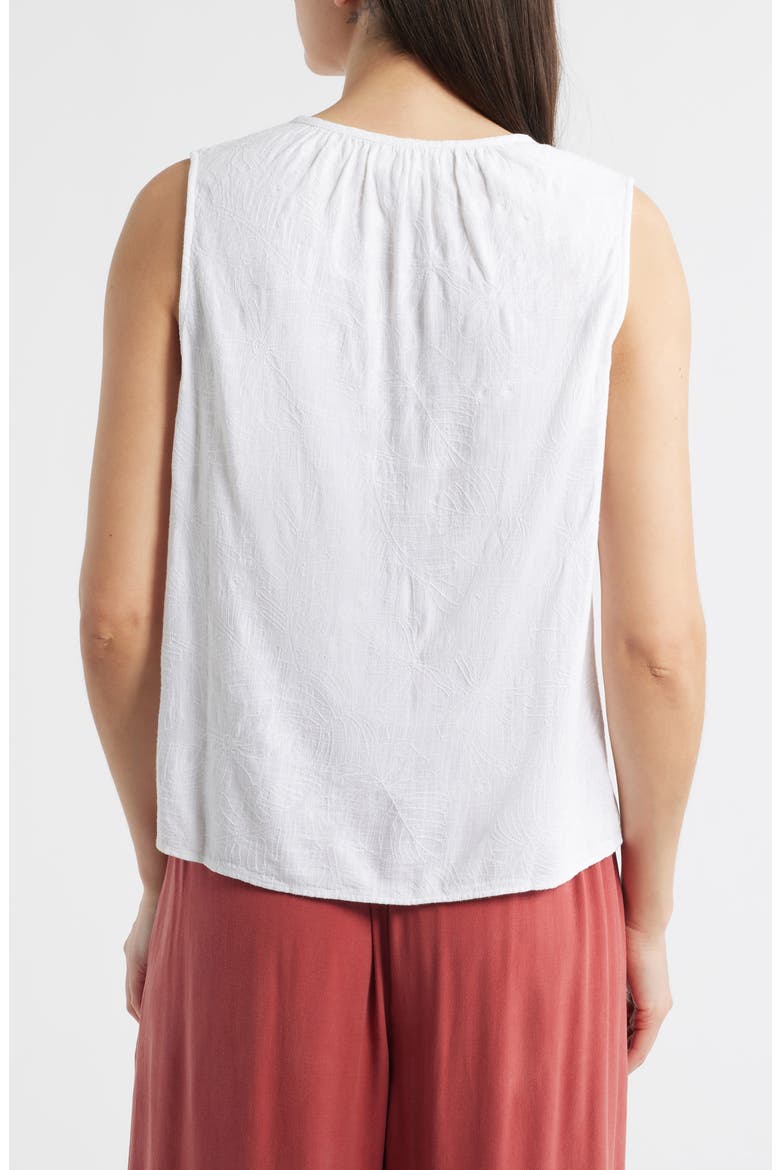 Floral Embroidered Split Neck Tank, Alternate, color, WHITE