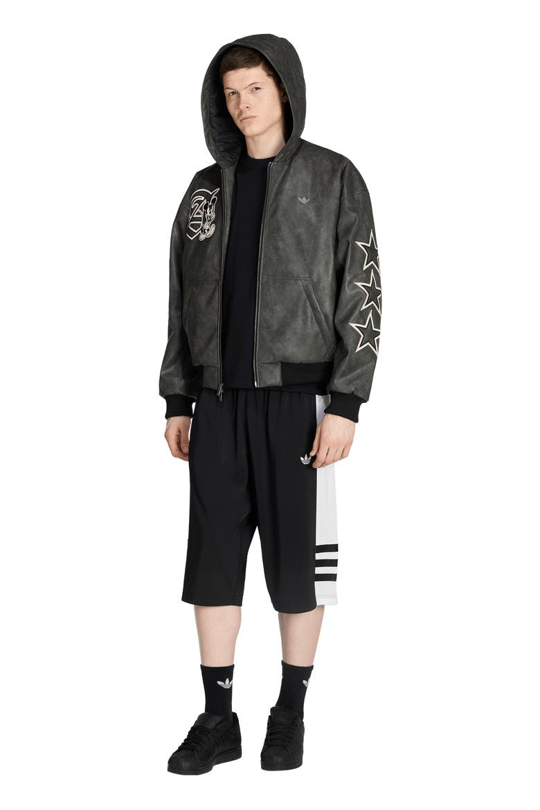 Disney Faux Leather Hooded Jacket, Alternate, color, BLACK