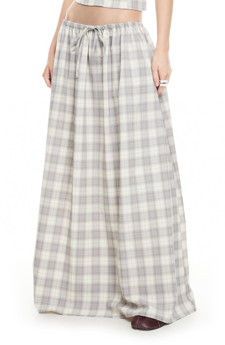 LIONESS Sweet Escape Maxi Skirt, Alternate, color, Smoke Plaid