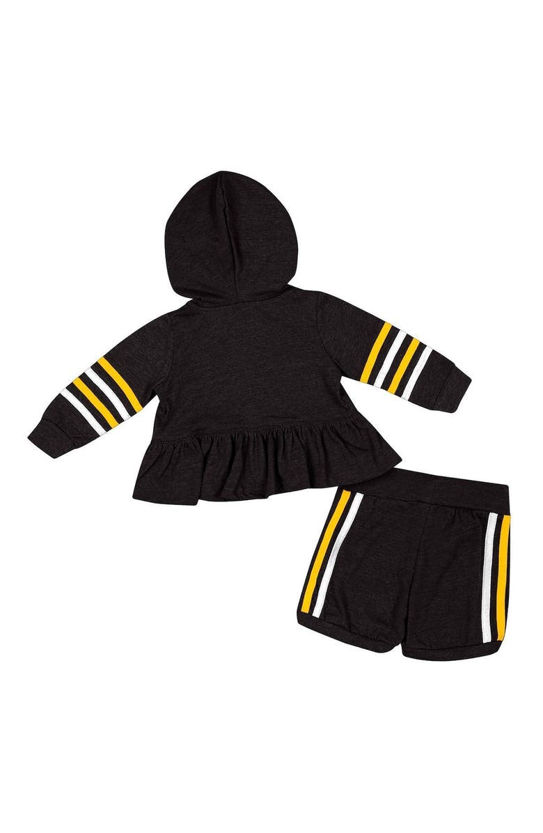 COLOSSEUM Girls Infant Colosseum Black Iowa Hawkeyes Spoonful Full-Zip Hoodie & Shorts Set, Alternate, color,