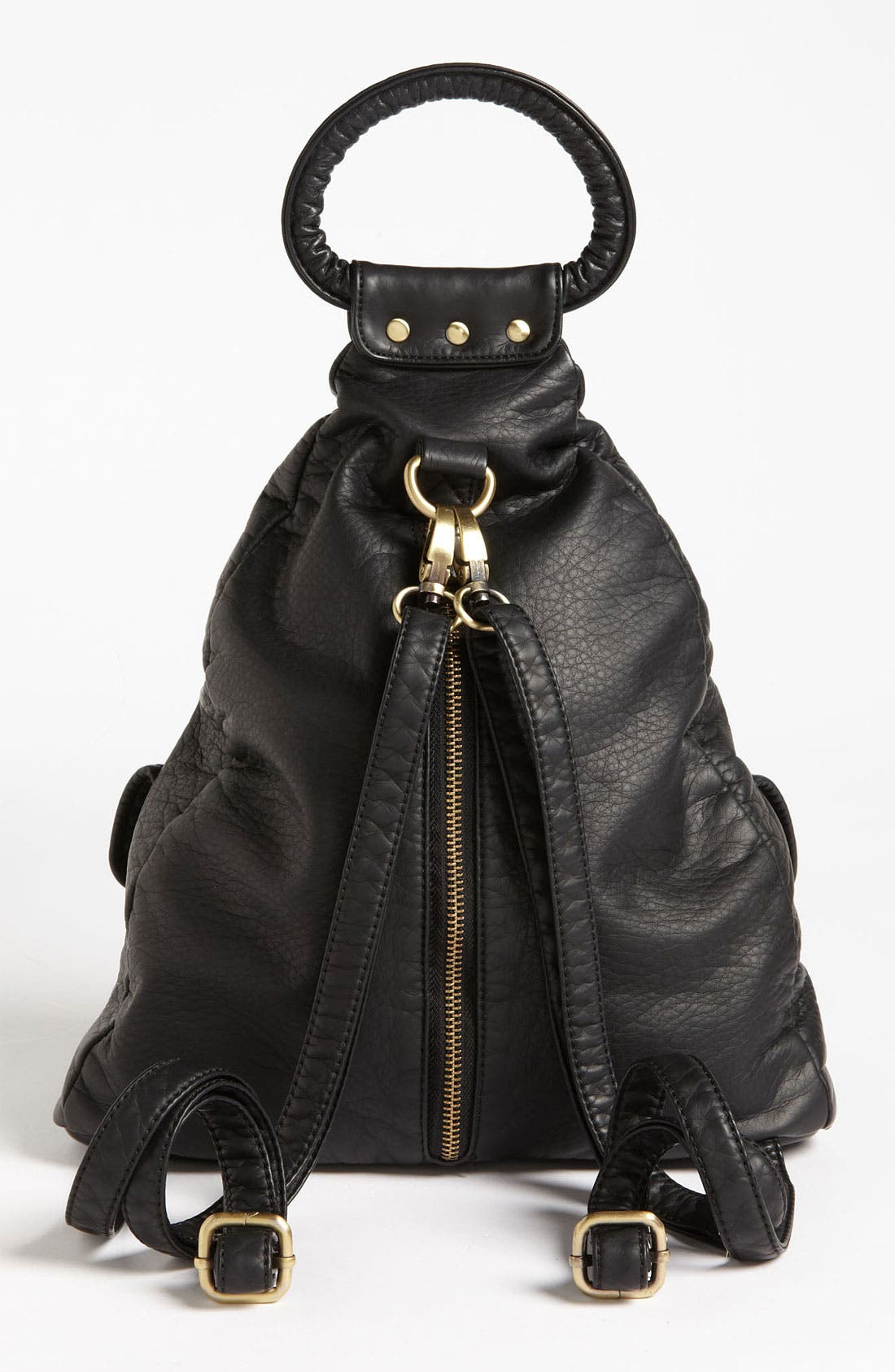 Faux Leather Backpack, Alternate, color, BLACK/ BURNT GOLD