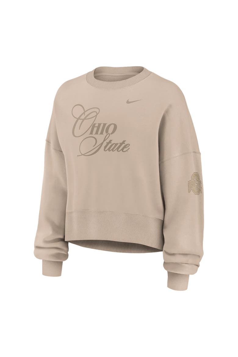 Women's Nike Tan Ohio State Buckeyes Neutral Stance Collection Oversized Phoenix Fleece Sweatshirt, Alternate, color, Tan