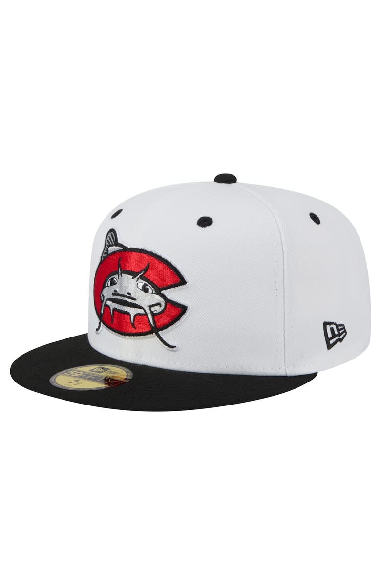 New Era Men's New Era  White/Black Carolina Mudcats Authentic Collection 59FIFTY Fitted Hat, Main, color, White