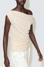 MANGO Draped Striped Sleeveless Tee