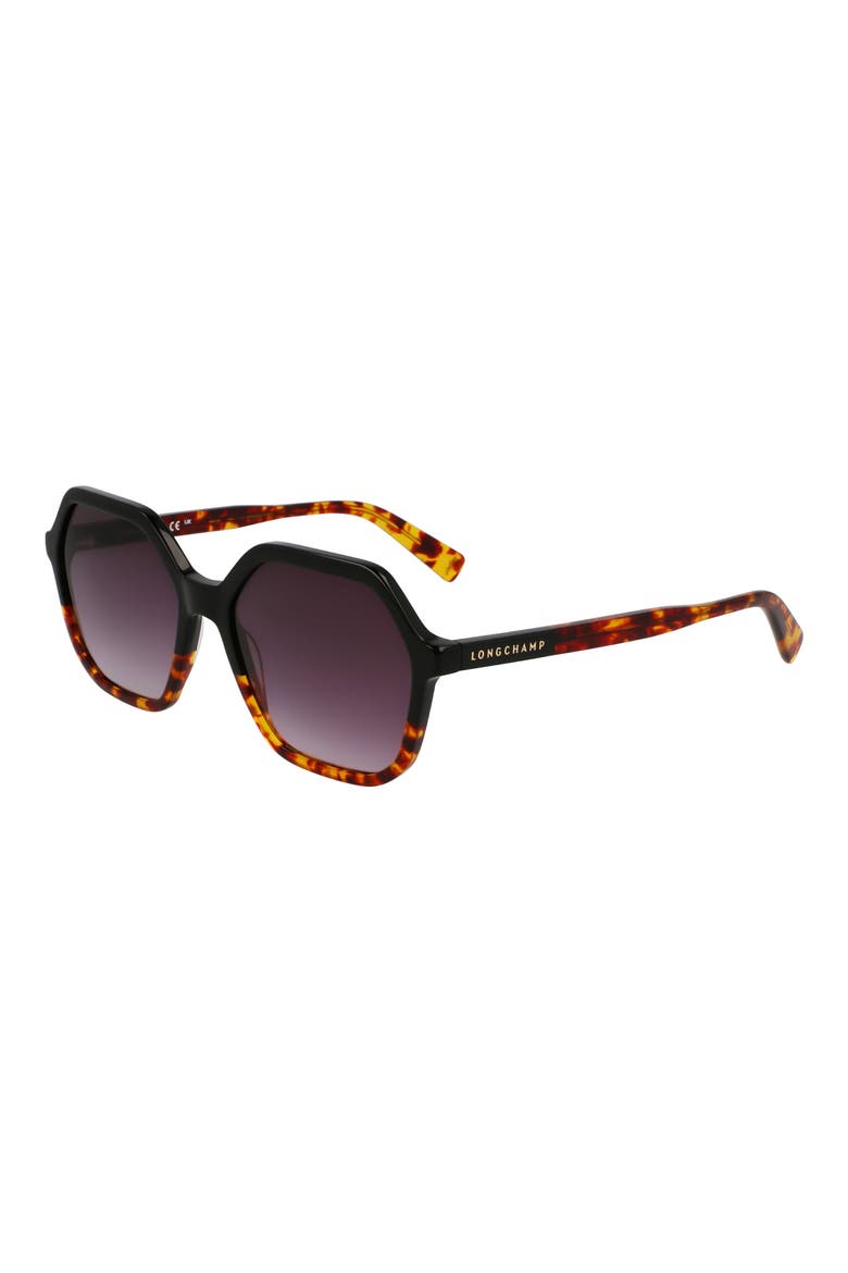 Heritage 56mm Gradient Modified Rectangular Sunglasses, Alternate, color, BLACK/HAVANA
