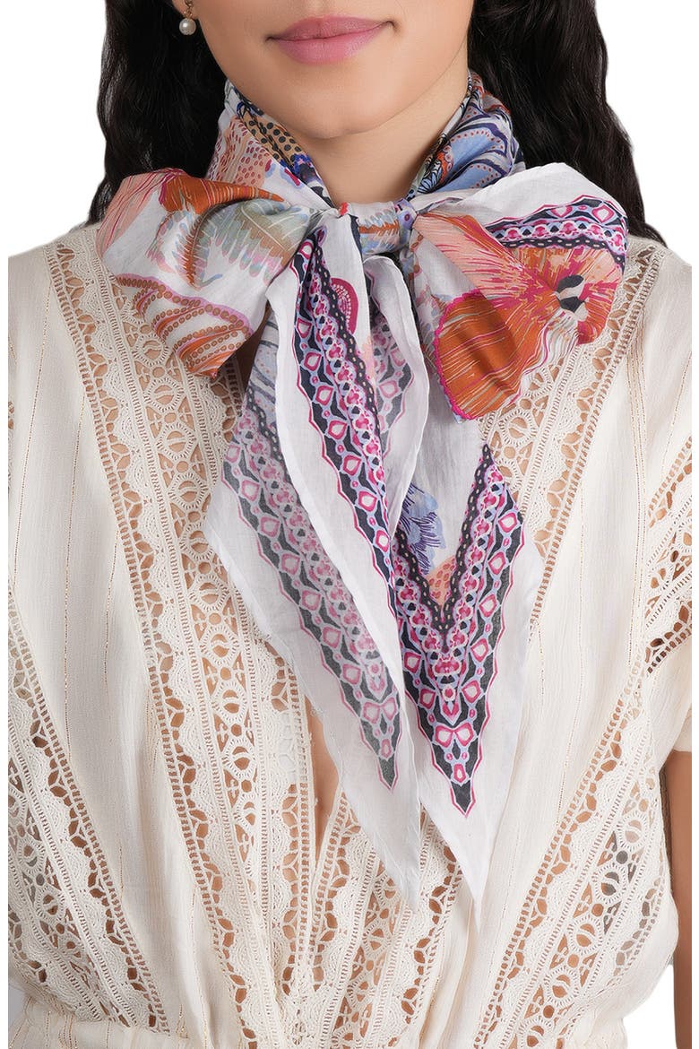 Geometric Cotton Scarf, Main, color, WHITE MULTI