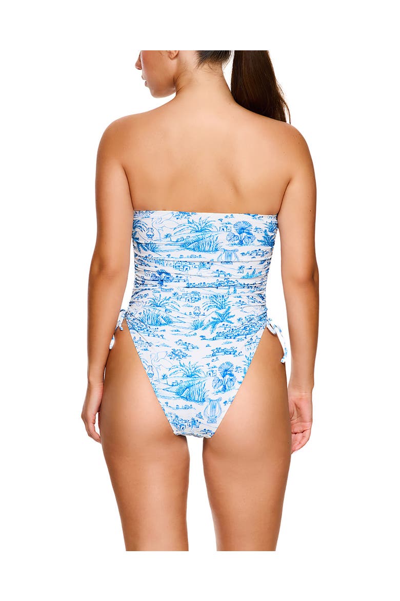 Summer Toile Bandeau One Piece Swimsuit, Alternate, color, Blue-White