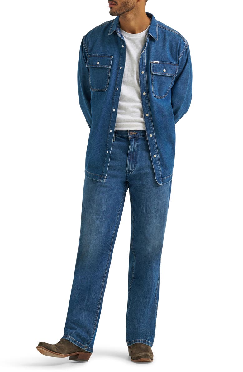 Wrangler Cotton Denim Snap-Up Overshirt, Alternate, color, Retro Blue