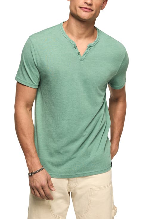 Venice Button Neck Cotton Blend T-Shirt