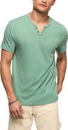 Lucky Brand Venice Button Neck Cotton Blend T-Shirt