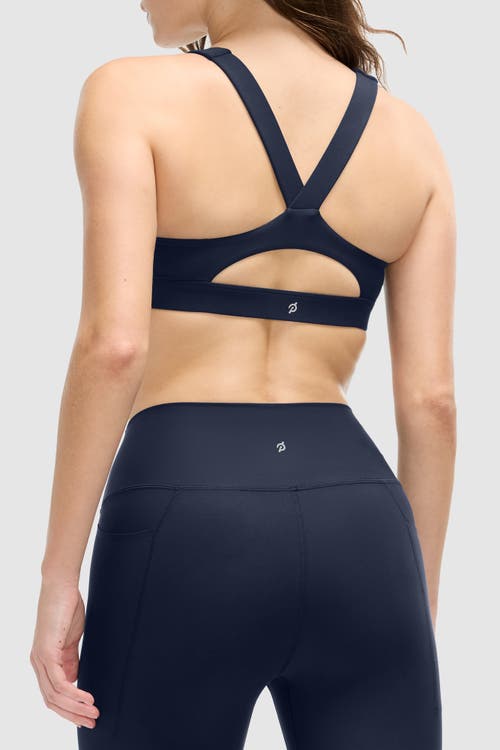Peloton Cadent Mid Neck V Strap Bra In Navy Blazer
