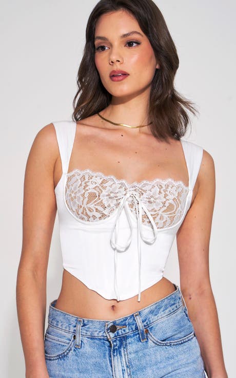 Everly Lace Satin Corset Top