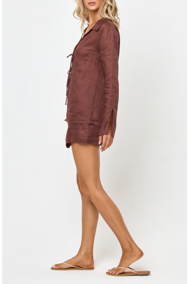 Venice Linen Cover-Up Skort, Alternate, color, CAFE
