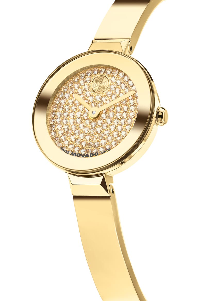 Bold Bangle Mini Pave Bracelet Watch, Alternate, color, YELLOW GOLD