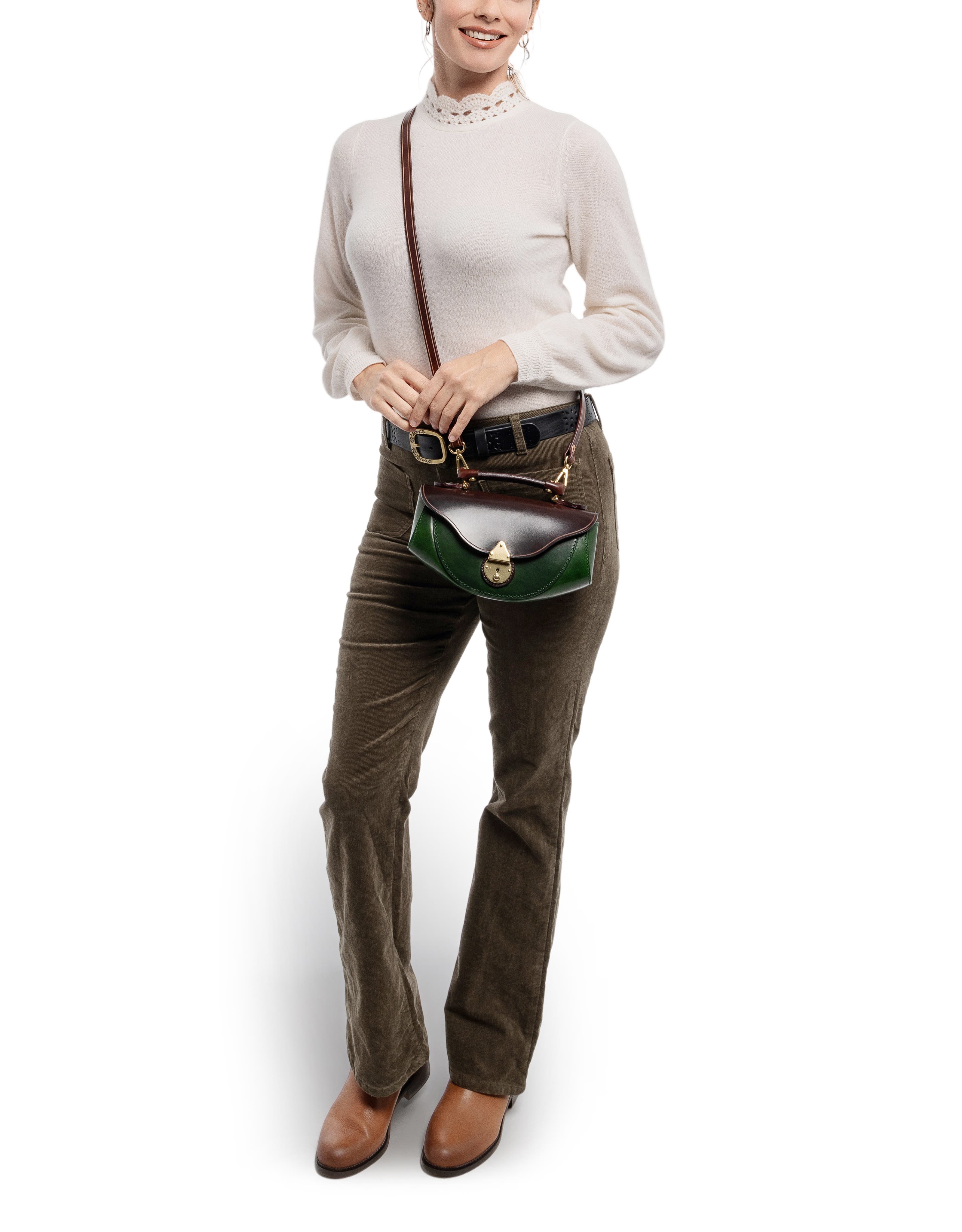 Azalea Genuine Leather Vintage Everyday Crossbody, Alternate, color, Green
