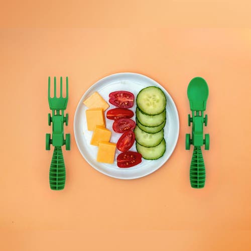 Constructive Eating Set Of 2 Tractor Utensils For Kids And Toddlers, 1 Pack