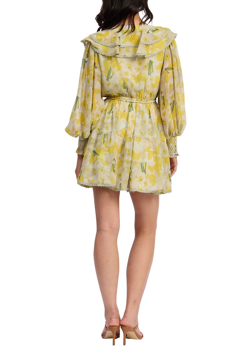 Lydia Ruffle Long Sleeve Minidress, Alternate, color, YELLOW IVORY OLIVE