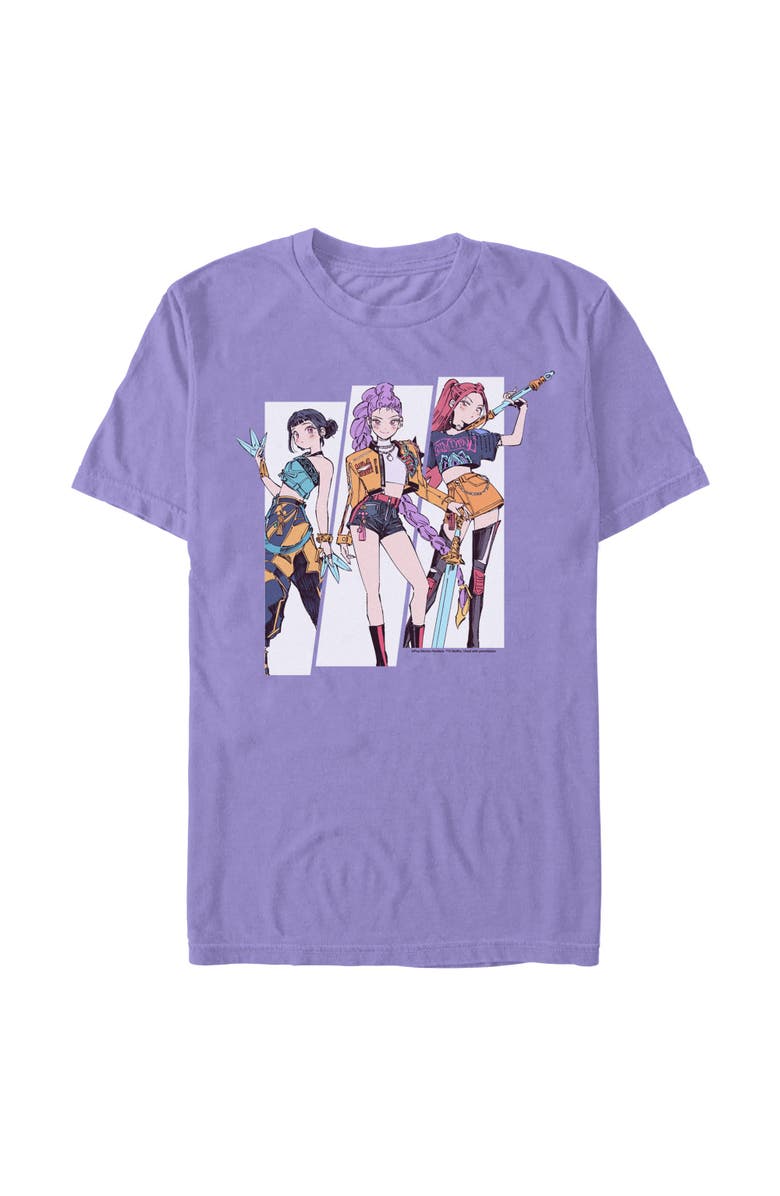 KPop Demon Hunters Men's KPop Demon Hunters Huntrix Manhwa Style  Graphic T-Shirt, Main, color, Violet