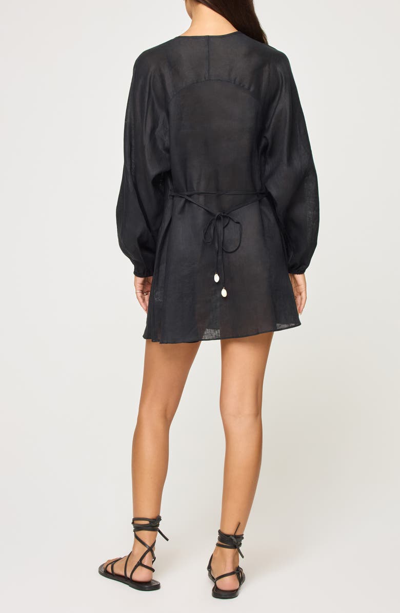 LSPACE Boat Trip Linen Cover-Up Tunic, Alternate, color, Black