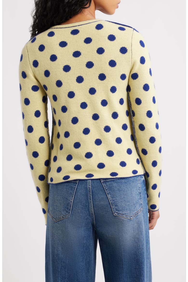 Tabitha Polka Dot Reversible Merino Wool Cardigan, Alternate, color, BUTTER