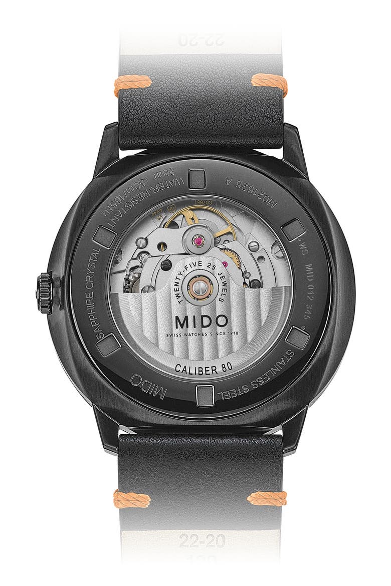 Commander Big Date Automatic Leather Strap Watch, 42mm, Alternate, color, BLACK