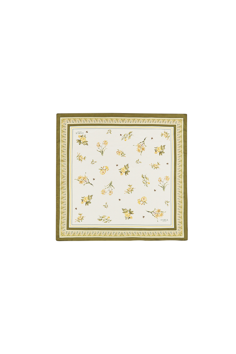 Nouveau Floral Square Scarf, Main, color, Light/Pastel Yellow
