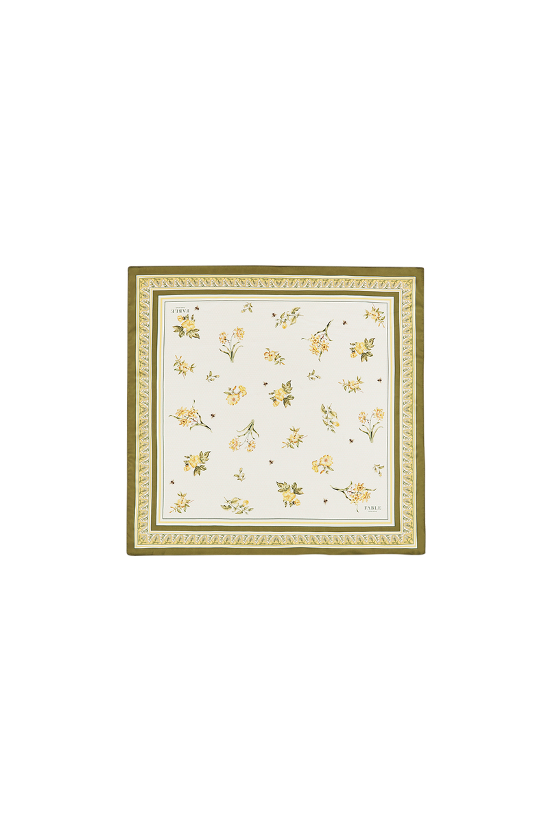 Fable England Nouveau Floral Square Scarf, Main, color, Light/Pastel Yellow