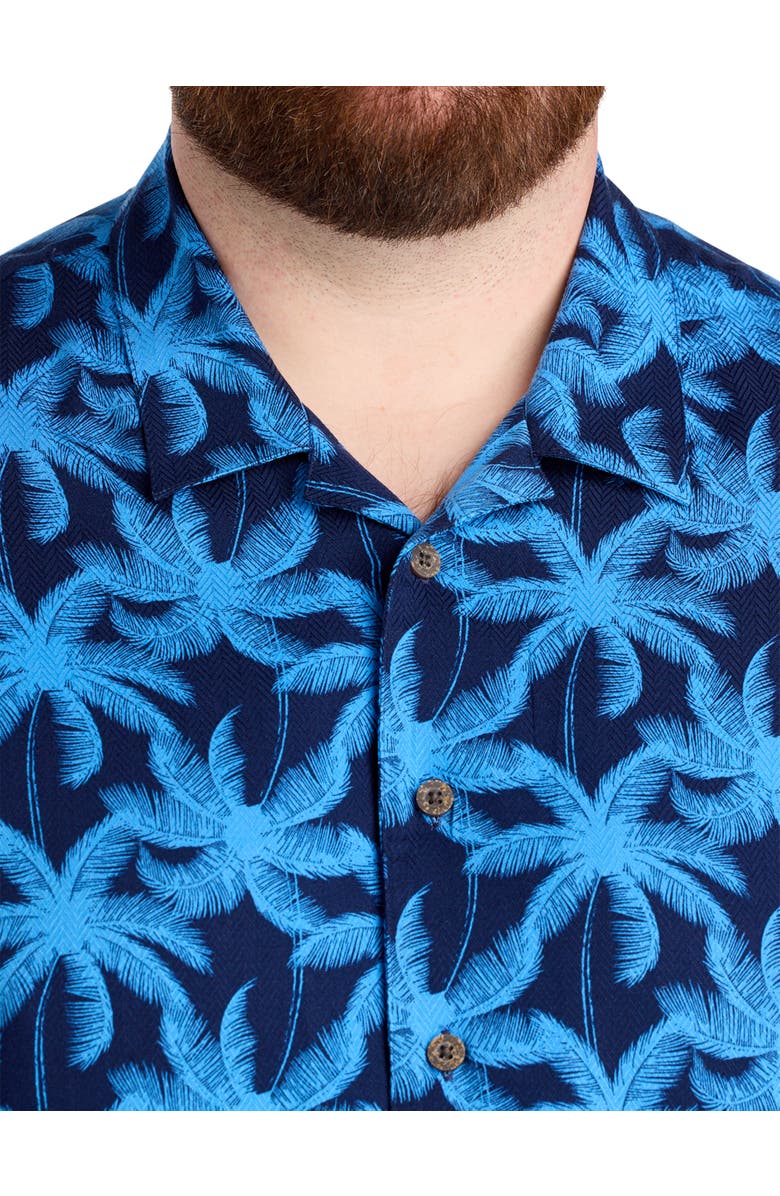 Oak Hill by DXL Big & Tall Palm Tree Print Sport Shirt V2, Alternate, color, Navy
