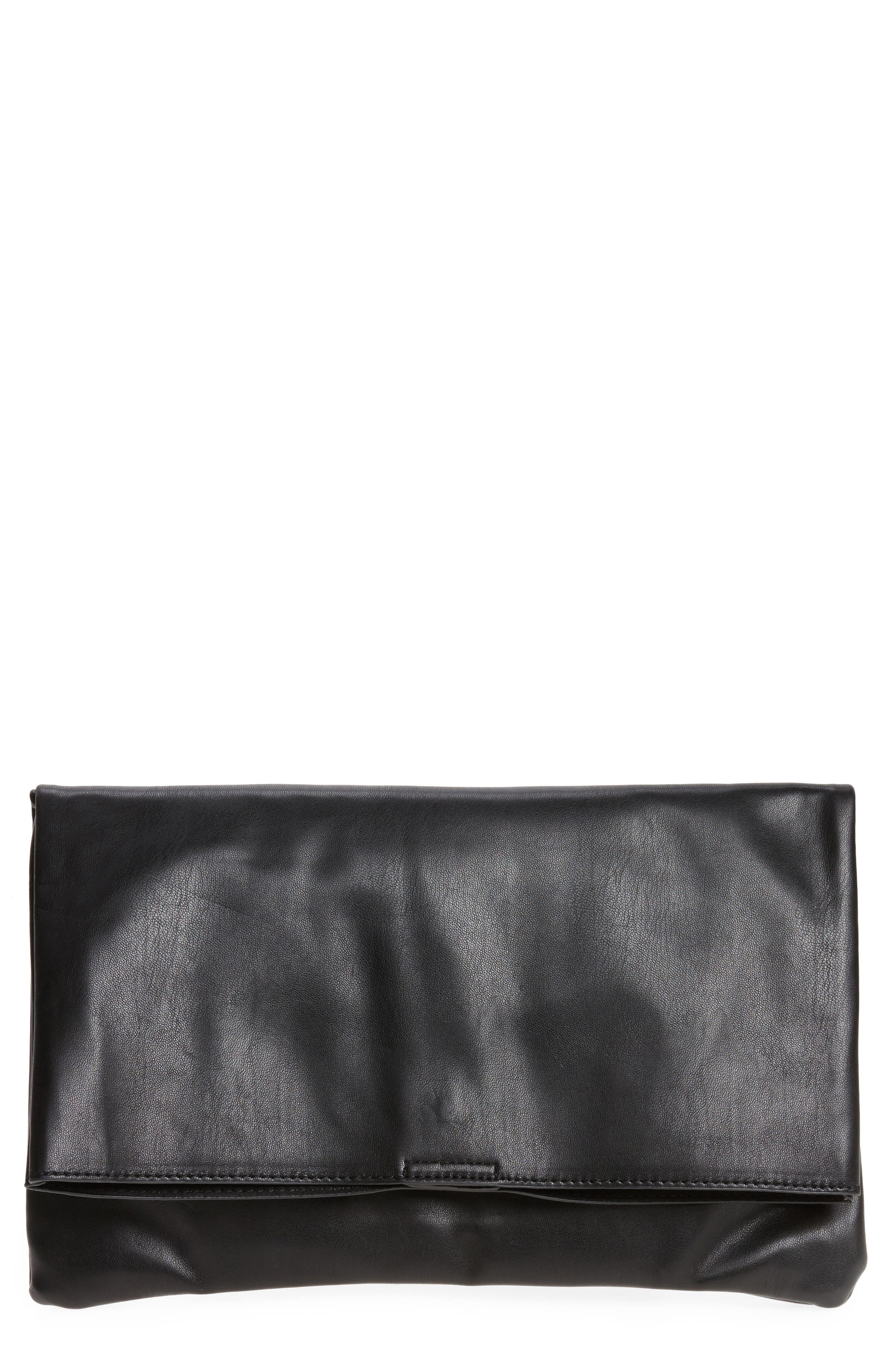 Sole Society Melrose Faux Leather Clutch, Main, color, 