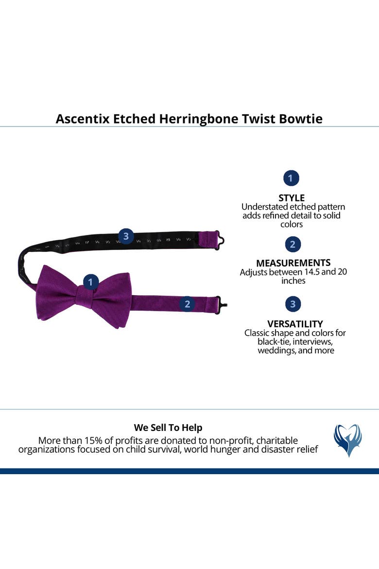 Etched Herringbone Twist Bowtie, Alternate, color, Purple