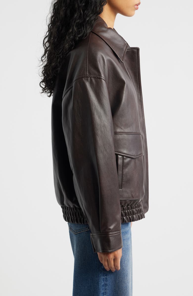 MANGO Marti Faux Leather Jacket, Alternate, color, Brown