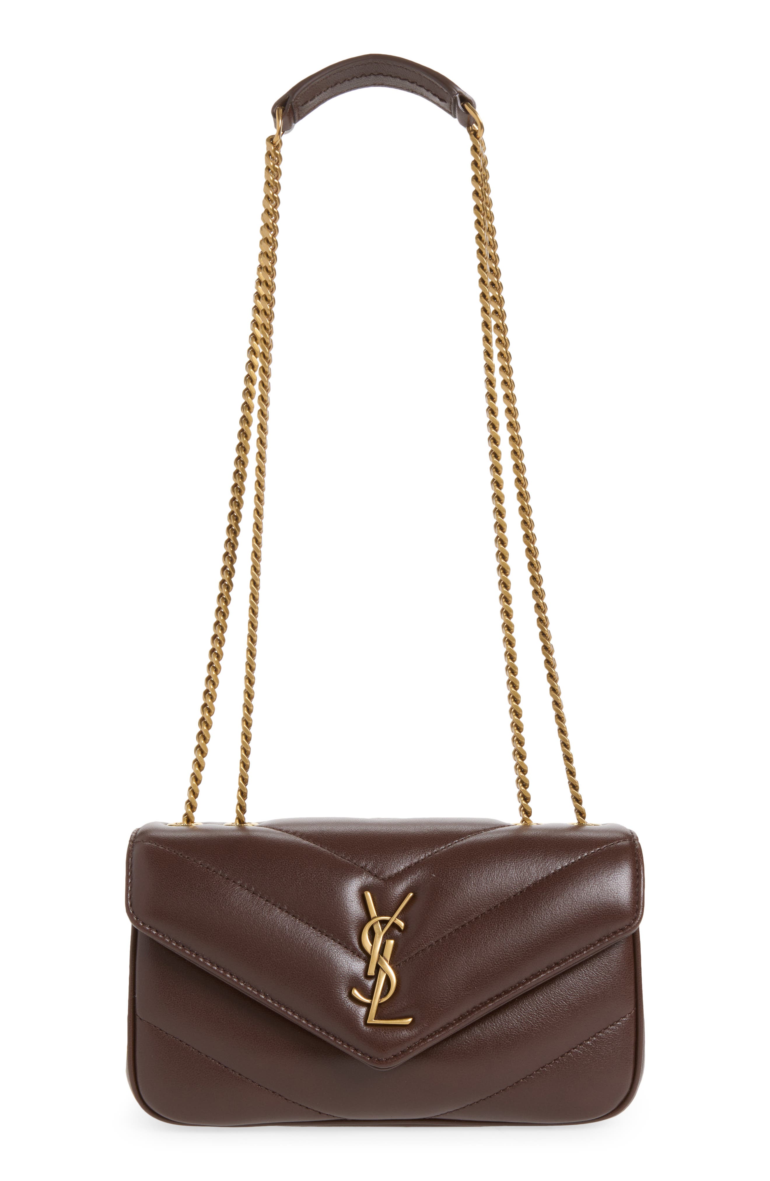 Mini Loulou Quilted Leather Shoulder Bag, Main, color, DEEP HICKORY