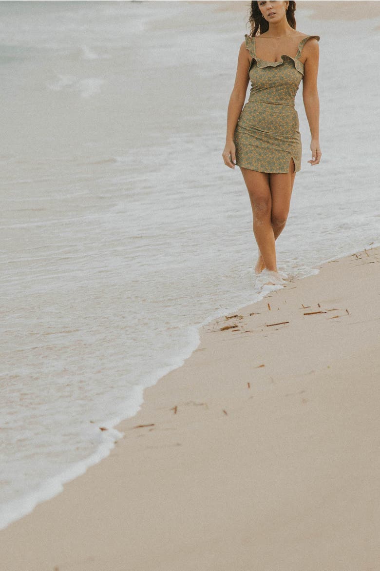Bella High Waisted Swim Skirt, Alternate, color, Green Yellow Floral