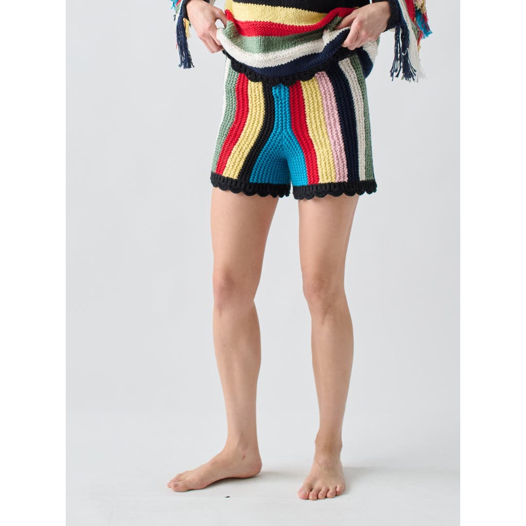 Lingua Franca Marathi Knit Shorts Stripe Multi In Multi