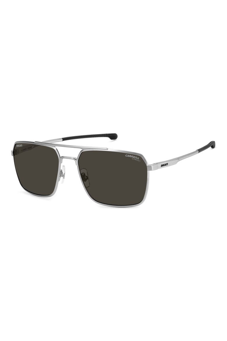 x Ducati Carduc 59mm Aviator Sunglasses, Alternate, color, BRUSHED PALLADIUM/ GREY