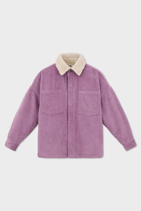 Cotton Corduroy Shirt Jacket With Faux Shearling Lining