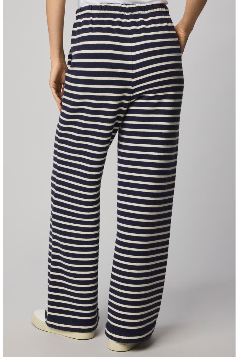 Livie Stripe Tie Waist Wide Leg Terry Pants, Alternate, color, NAVY BLUE/ MOONSTONE