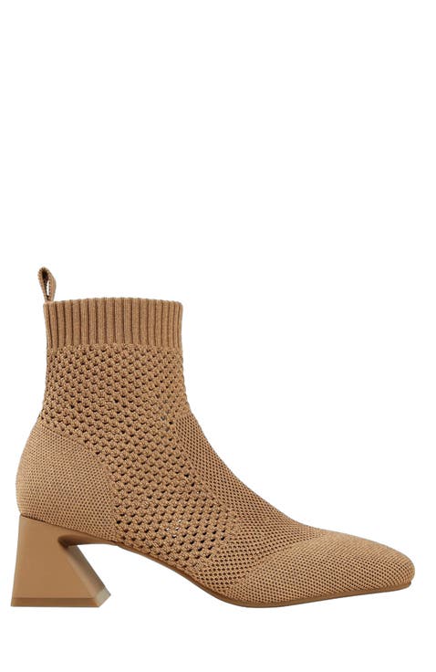 Square-Toe Perforated Heeled Boots (Melissa)