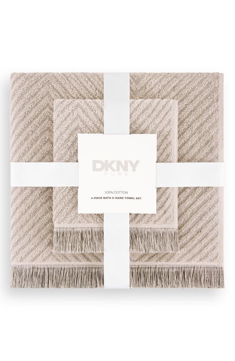 4-Piece Herringbone Cotton Bath Towel & Hand Towel Set