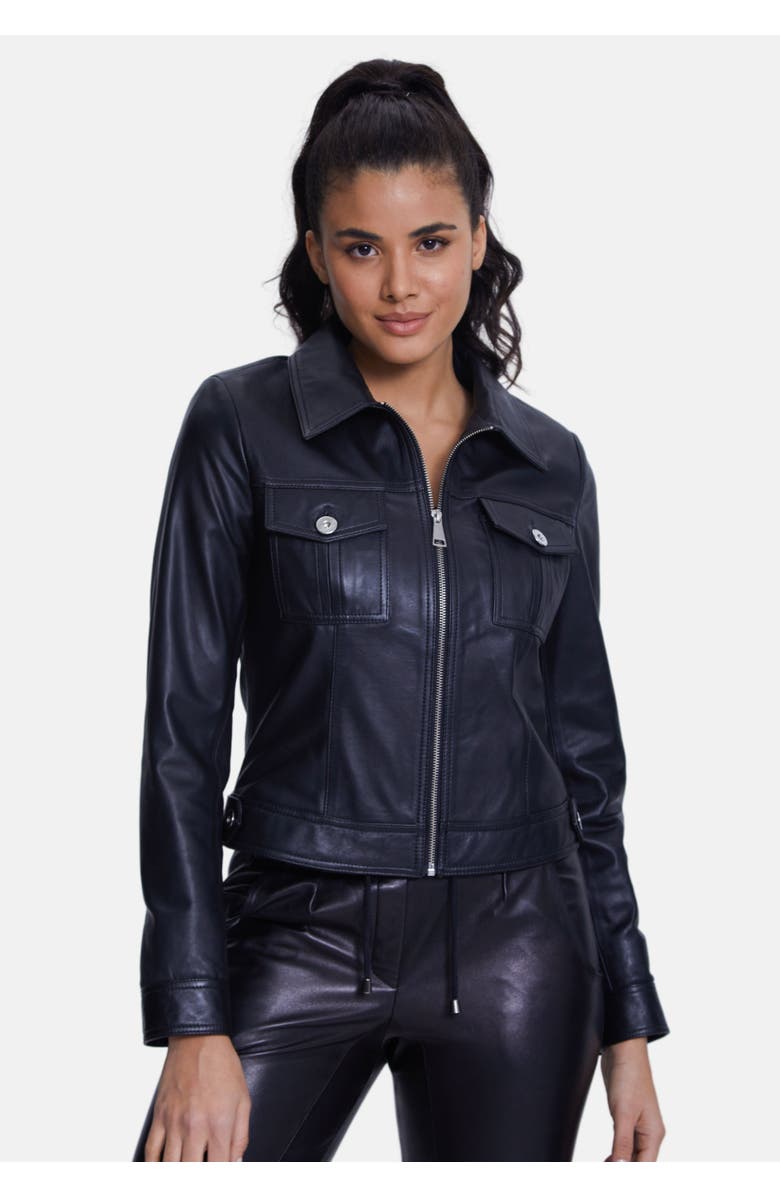 Furniq UK Cressida Leather Jacket, Alternate, color, Black Nappa