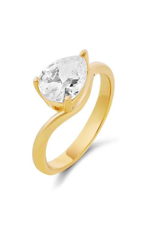 Pear-Cut Cubic Zirconia Wave Ring