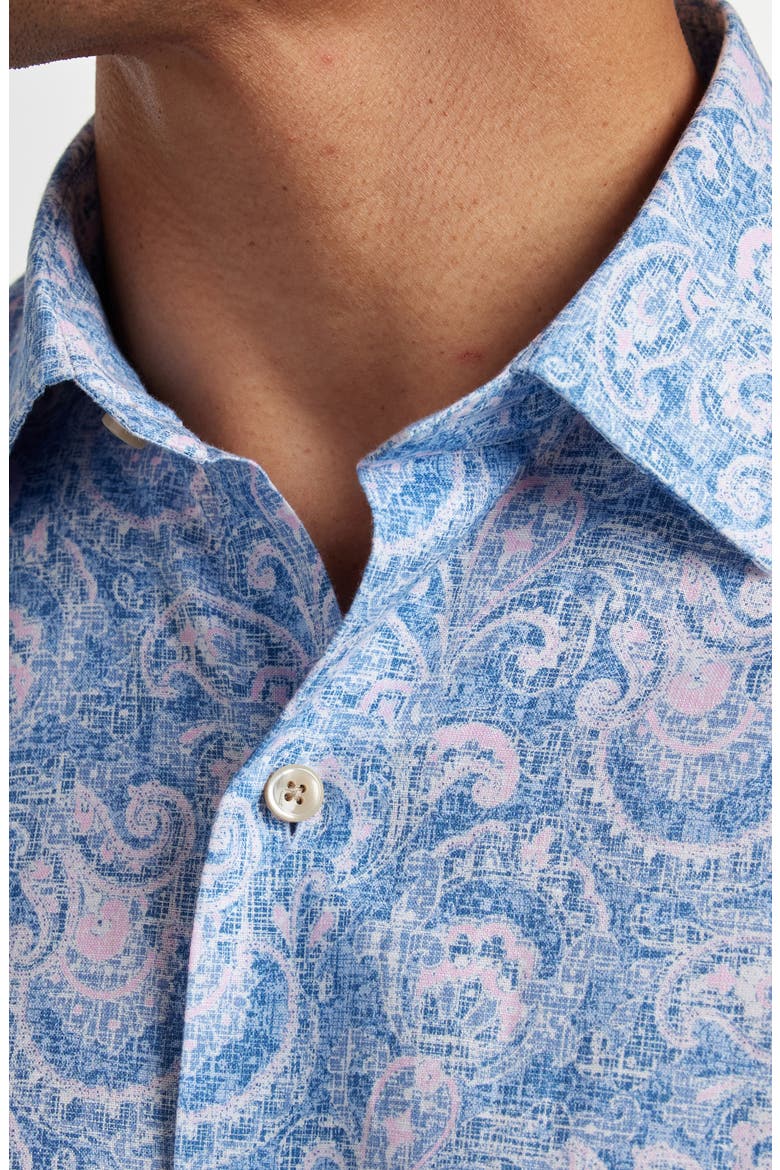 Paisley Long Sleeve Linen & Pima Cotton Button-Up Shirt, Alternate, color, NAVY/ PINK