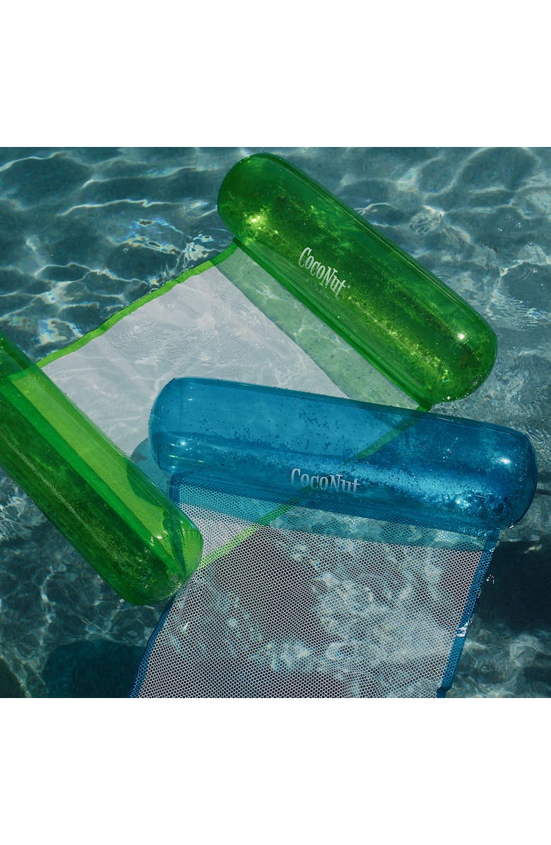 Coconut Float Green Glitter Hammock Pool Lounger 49" X 30" Inflatable Drifter, Alternate, color, Green