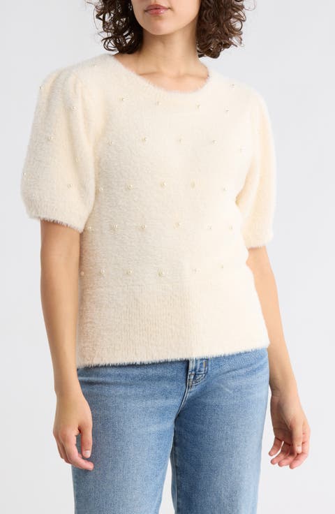 Faux Pearl Embellished Sweater