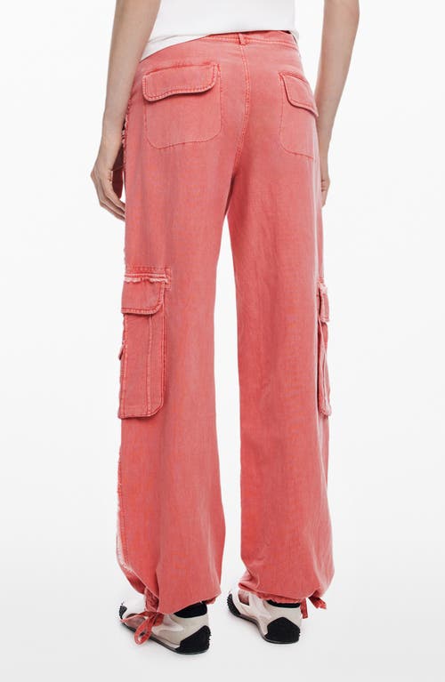 Desigual Fluid Cotton Blend Cargo Pants In Pink