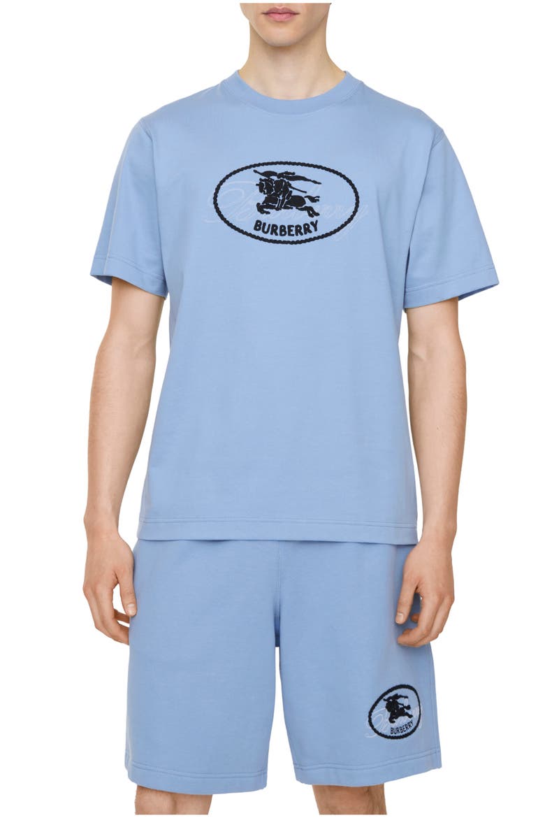 Knight Stamp Cotton Shorts, Main, color, Cornflower blue