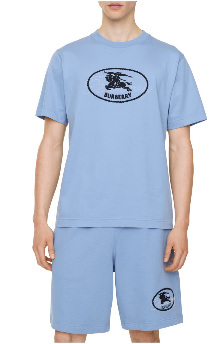 Burberry Knight Stamp Cotton Shorts, Main, color, Cornflower Blue